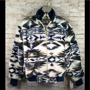 Vtg 80’s DonnyBrook aztec teddy bomber‎ jacket sz s